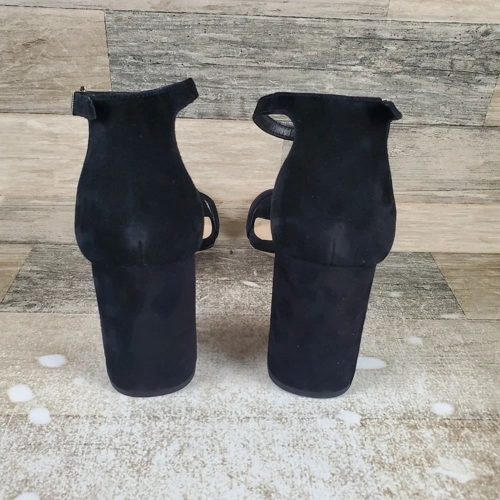 Sam Edelman Daniella Womens Sandal Sz 10 M Black Suede Ankle Strap Block Heel